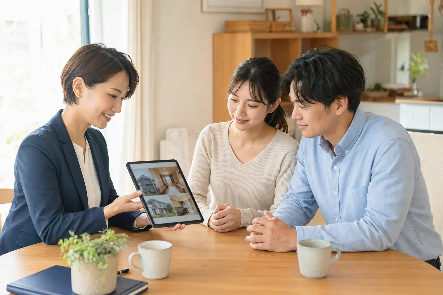 住まいの相談をする日本人カップル